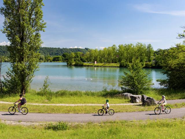Cyclistes sur la ViaRhôna entre Genève et Lyon