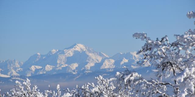 Panorama sur le Mont Blanc en hiver depuis le Plateau de Retord